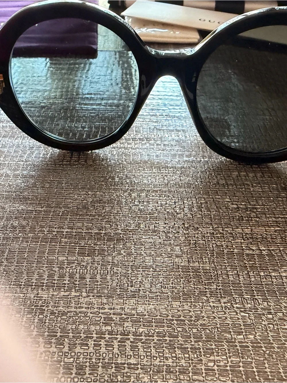 Gucci Oversized Round Black Sunglasses with Dark Lenses